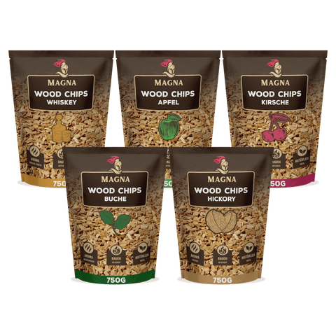 Räucherchips - Wood Chips aus Buche, Kirsche, Apfel, Hickory, Whiskey. Ideal in einer Räucherbox auf dem Gasgrill. Smoker Chips jetzt online bestellen!