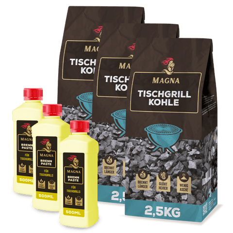 MAGNA Premium Naturkohle - Tischgrillkohle - Grillkohle / Grillbriketts für den Tischgrill - Holzkohle online kaufen / bestellen